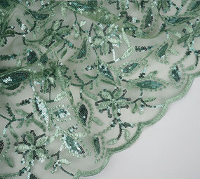 Mesh Geborduurd Pailletten Naomi Oud Groen Mesh Geborduurd Pailletten Naomi Oud Groen