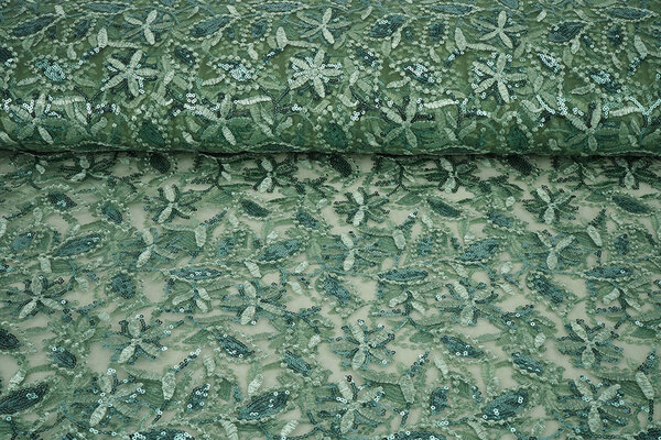 Mesh Embroidered Sequins Naomi Old Green Mesh Embroidered Sequins Naomi Old Green