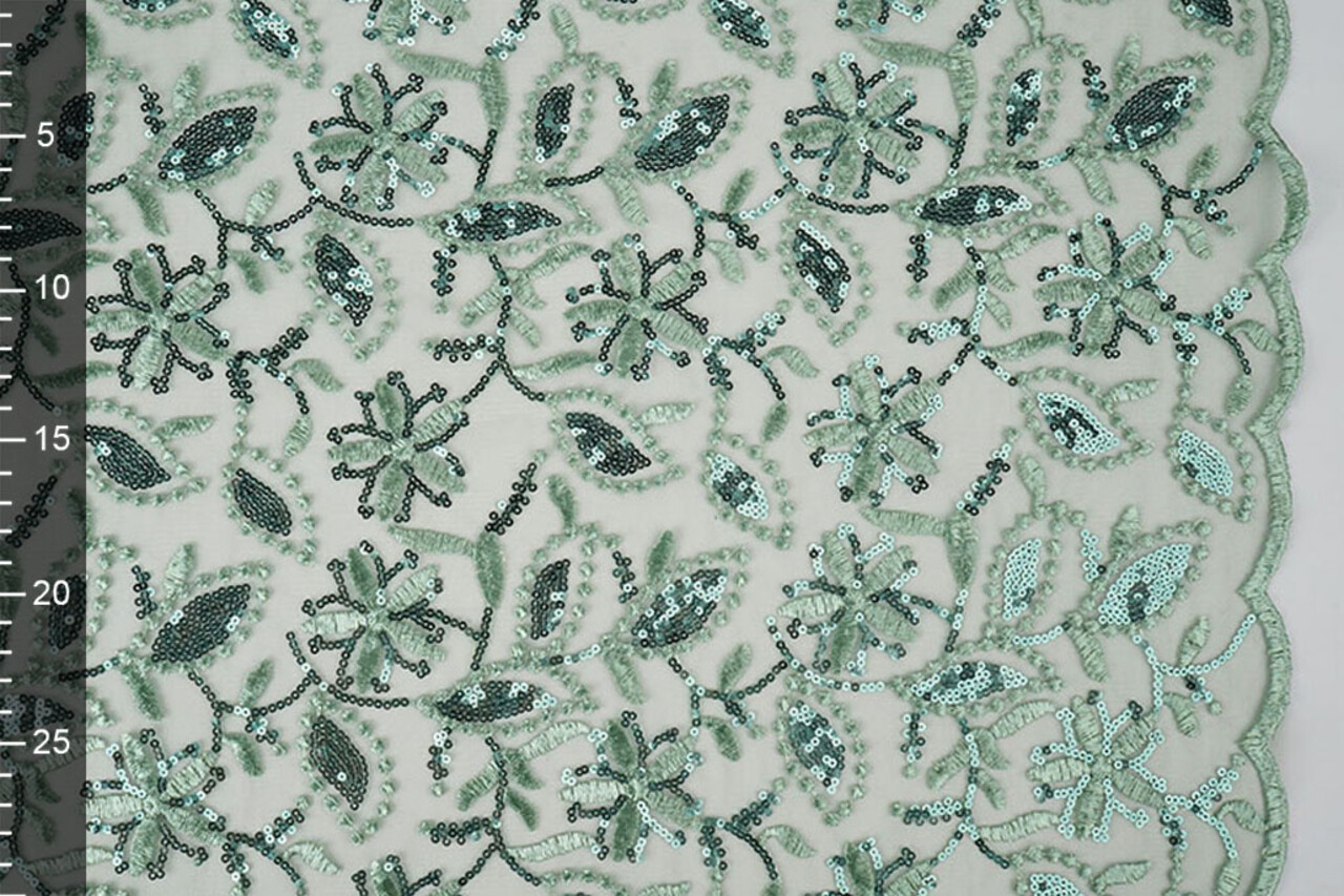Mesh Embroidered Sequins Naomi Old Green Mesh Embroidered Sequins Naomi Old Green