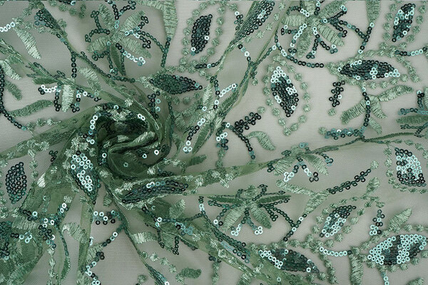 Mesh Embroidered Sequins Naomi Old Green Mesh Embroidered Sequins Naomi Old Green