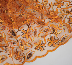Mesh Embroidered Sequins Naomi Orange Mesh Embroidered Sequins Naomi Orange