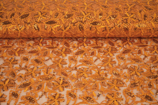 Mesh Geborduurd Pailletten Naomi Oranje Mesh Geborduurd Pailletten Naomi Oranje