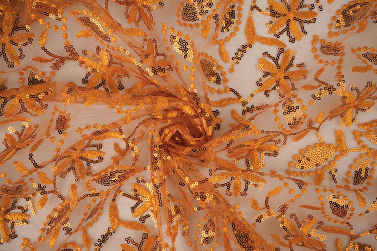 Mesh Geborduurd Pailletten Naomi Oranje Mesh Geborduurd Pailletten Naomi Oranje