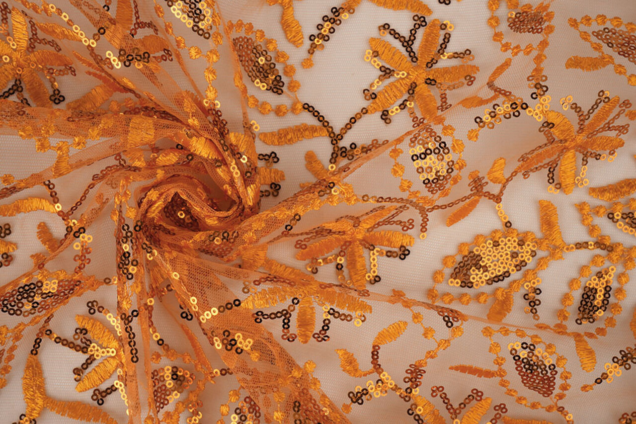 Mesh Embroidered Sequins Naomi Orange Mesh Embroidered Sequins Naomi Orange