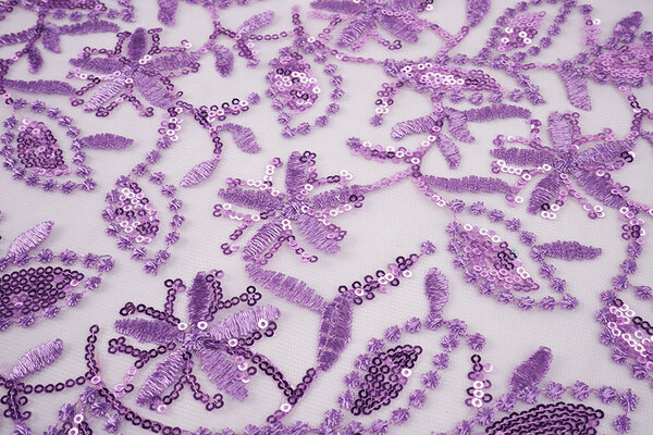 Mesh Ricamato Paillettes Naomi Lilla Viola Mesh Ricamato Paillettes Naomi Lilla Viola