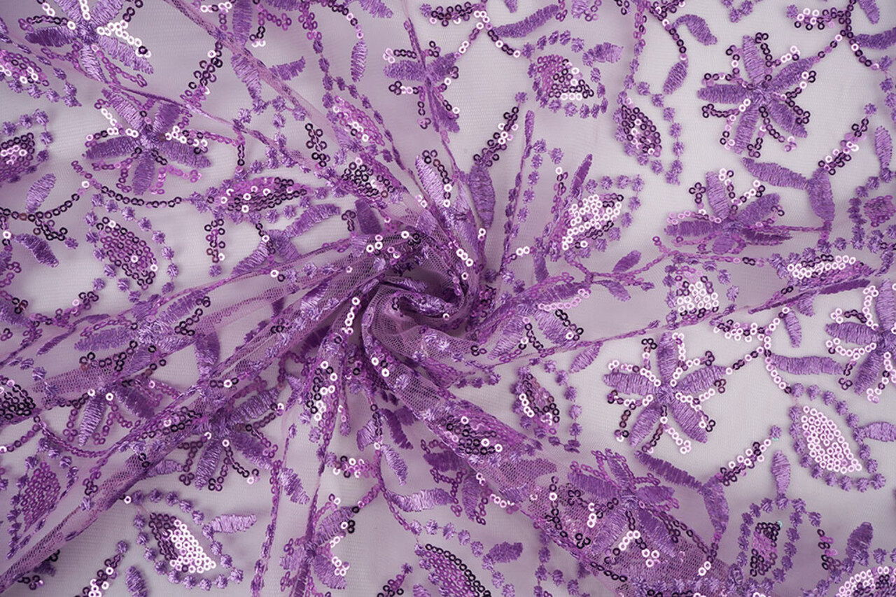 Mesh Embroidered Sequins Naomi Lilac Purple Mesh Embroidered Sequins Naomi Lilac Purple