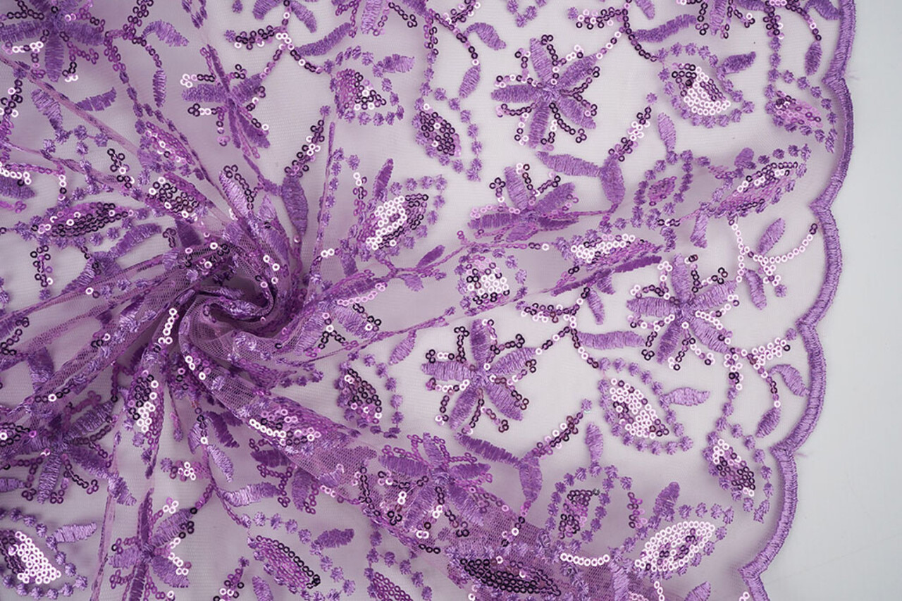 Mesh Ricamato Paillettes Naomi Lilla Viola Mesh Ricamato Paillettes Naomi Lilla Viola