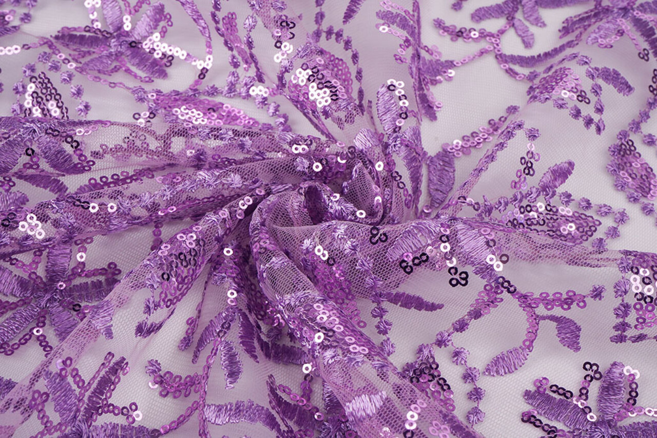 Mesh Ricamato Paillettes Naomi Lilla Viola Mesh Ricamato Paillettes Naomi Lilla Viola