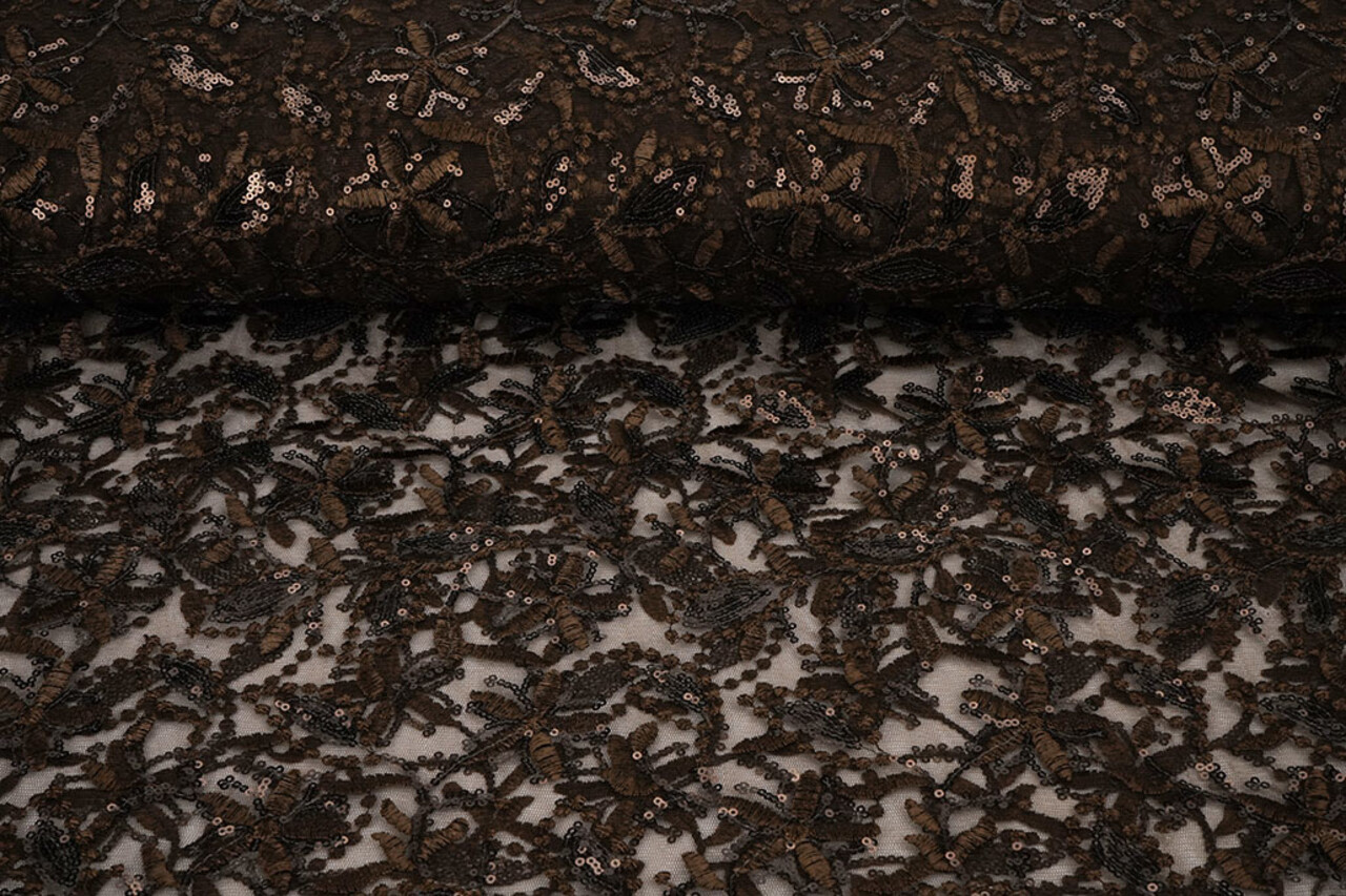 Mesh Embroidered Sequins Naomi Brown Mesh Embroidered Sequins Naomi Brown