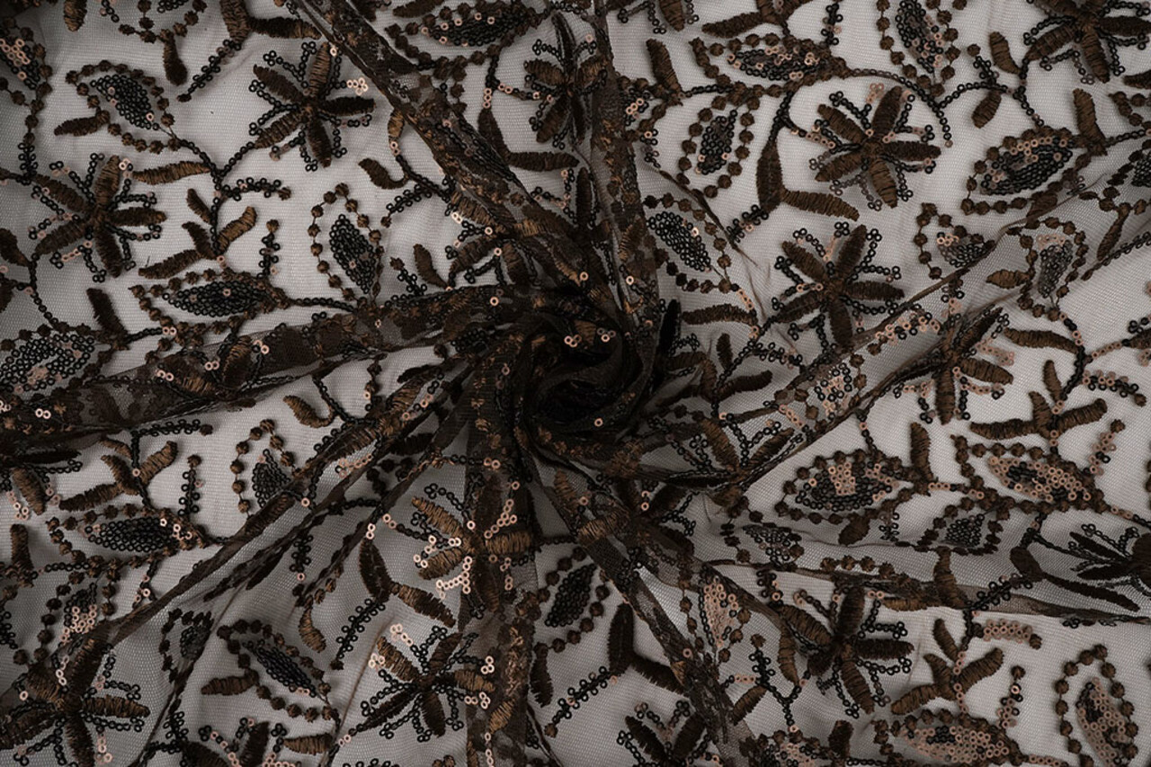 Mesh Geborduurd Pailletten Naomi Bruin Mesh Geborduurd Pailletten Naomi Bruin