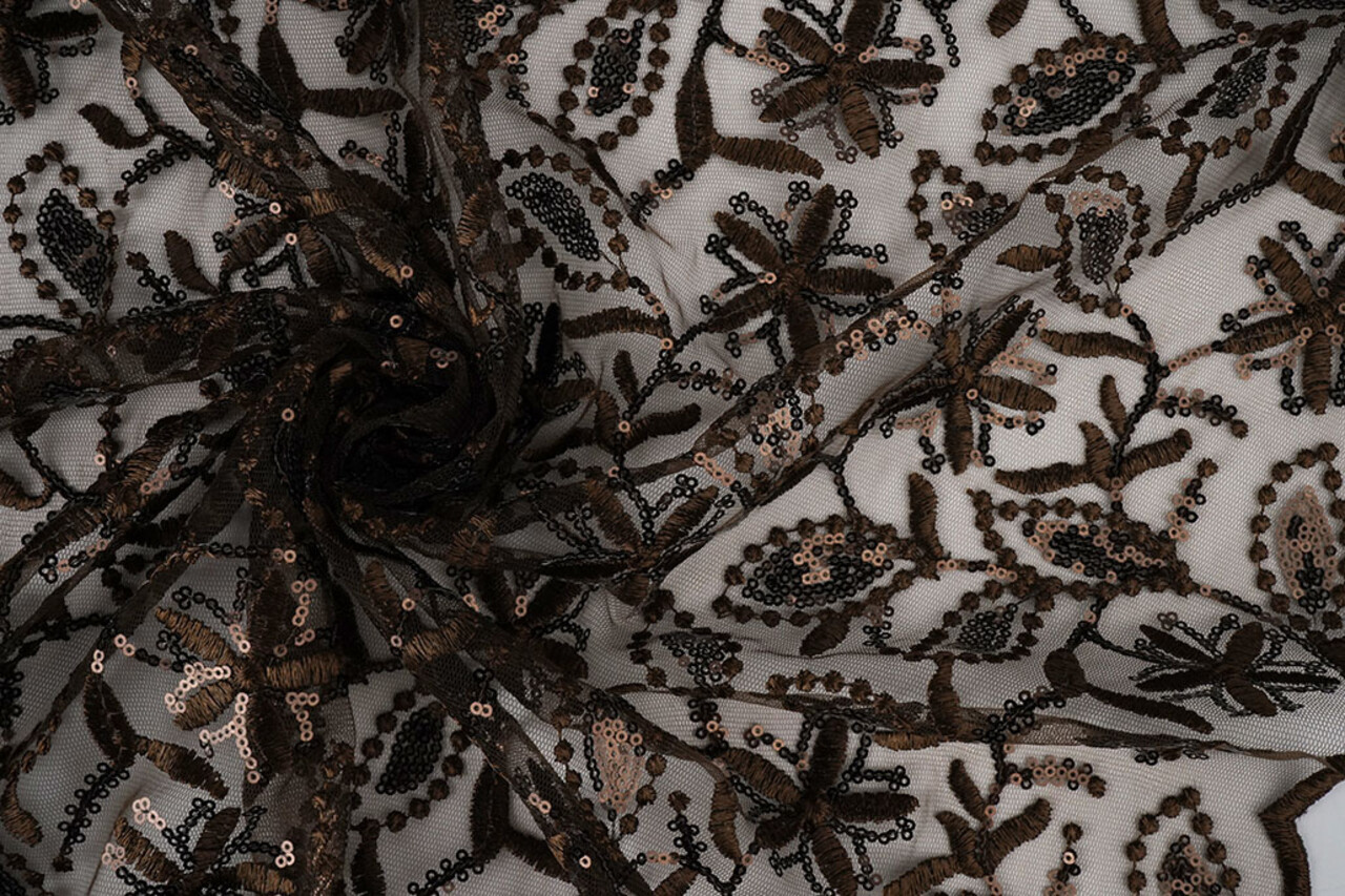 Mesh Geborduurd Pailletten Naomi Bruin Mesh Geborduurd Pailletten Naomi Bruin