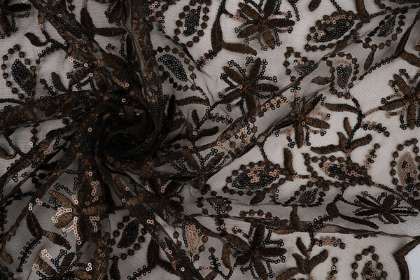 Mesh Embroidered Sequins Naomi Brown Mesh Embroidered Sequins Naomi Brown