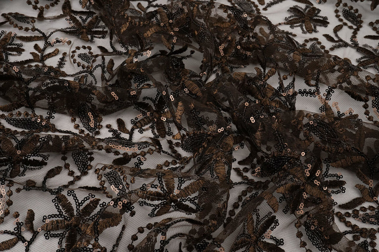 Mesh Embroidered Sequins Naomi Brown Mesh Embroidered Sequins Naomi Brown