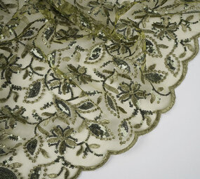 Mesh Ricamato Paillettes Naomi Verde Muschio Mesh Ricamato Paillettes Naomi Verde Muschio