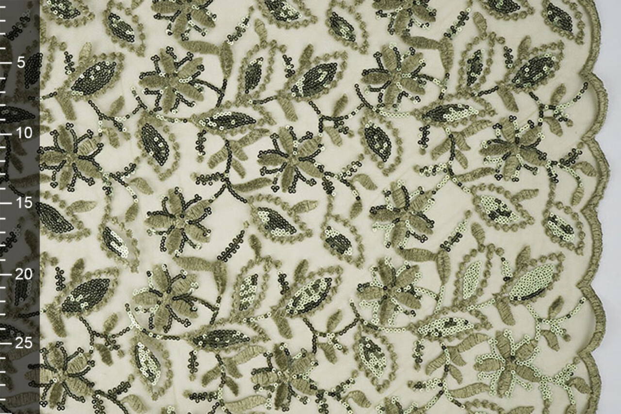 Mesh Embroidered Sequins Naomi Moss Green Mesh Embroidered Sequins Naomi Moss Green