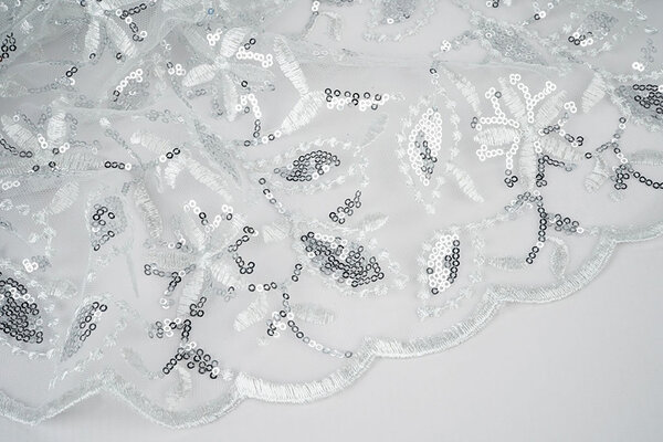 Mesh Embroidered Sequins Naomi White Mesh Embroidered Sequins Naomi White