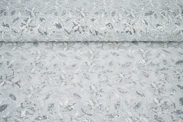 Mesh Embroidered Sequins Naomi White Mesh Embroidered Sequins Naomi White