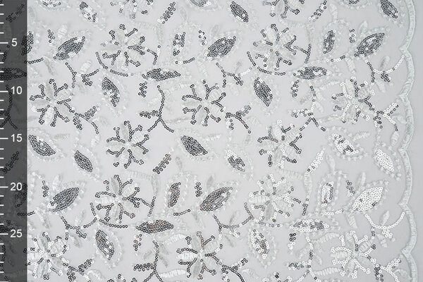 Netz Bestickt Pailletten Naomi Weiß Netz Bestickt Pailletten Naomi Weiß