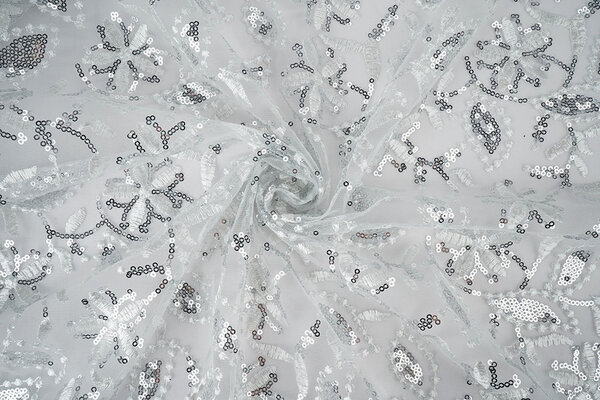 Mesh Geborduurd Pailletten Naomi Wit Mesh Geborduurd Pailletten Naomi Wit