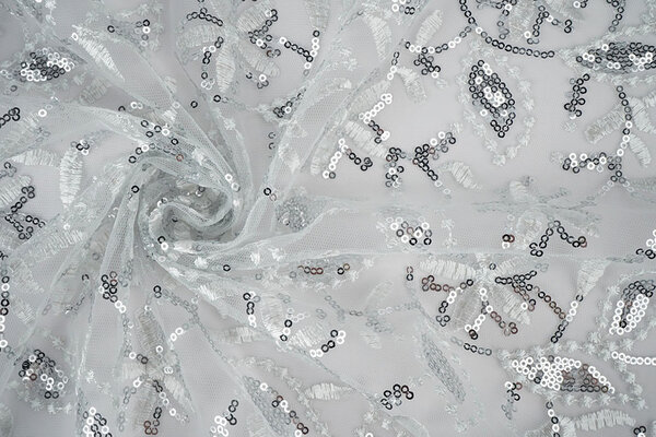 Mesh Embroidered Sequins Naomi White Mesh Embroidered Sequins Naomi White