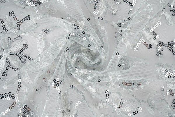 Netz Bestickt Pailletten Naomi Weiß Netz Bestickt Pailletten Naomi Weiß