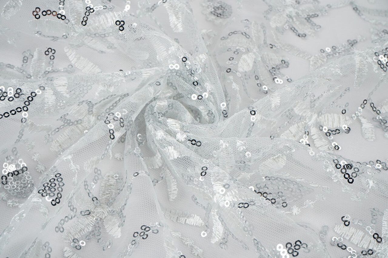Netz Bestickt Pailletten Naomi Weiß Netz Bestickt Pailletten Naomi Weiß