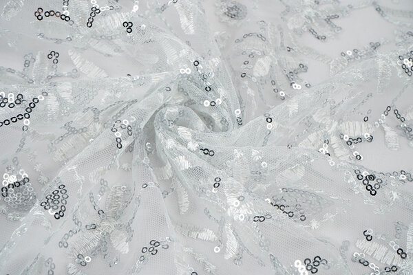 Mesh Geborduurd Pailletten Naomi Wit Mesh Geborduurd Pailletten Naomi Wit
