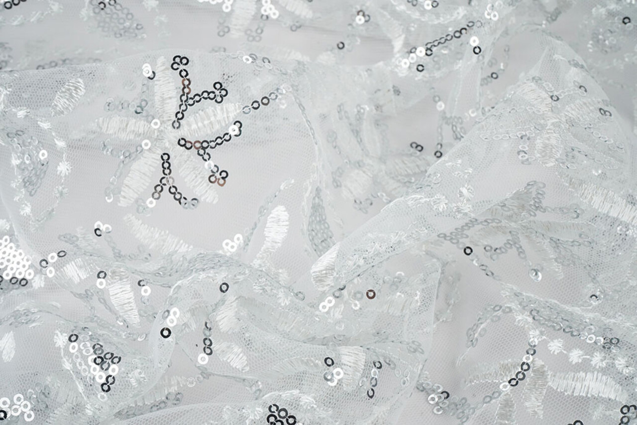 Mesh Embroidered Sequins Naomi White Mesh Embroidered Sequins Naomi White