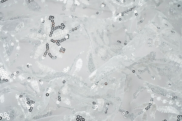 Mesh Embroidered Sequins Naomi White Mesh Embroidered Sequins Naomi White