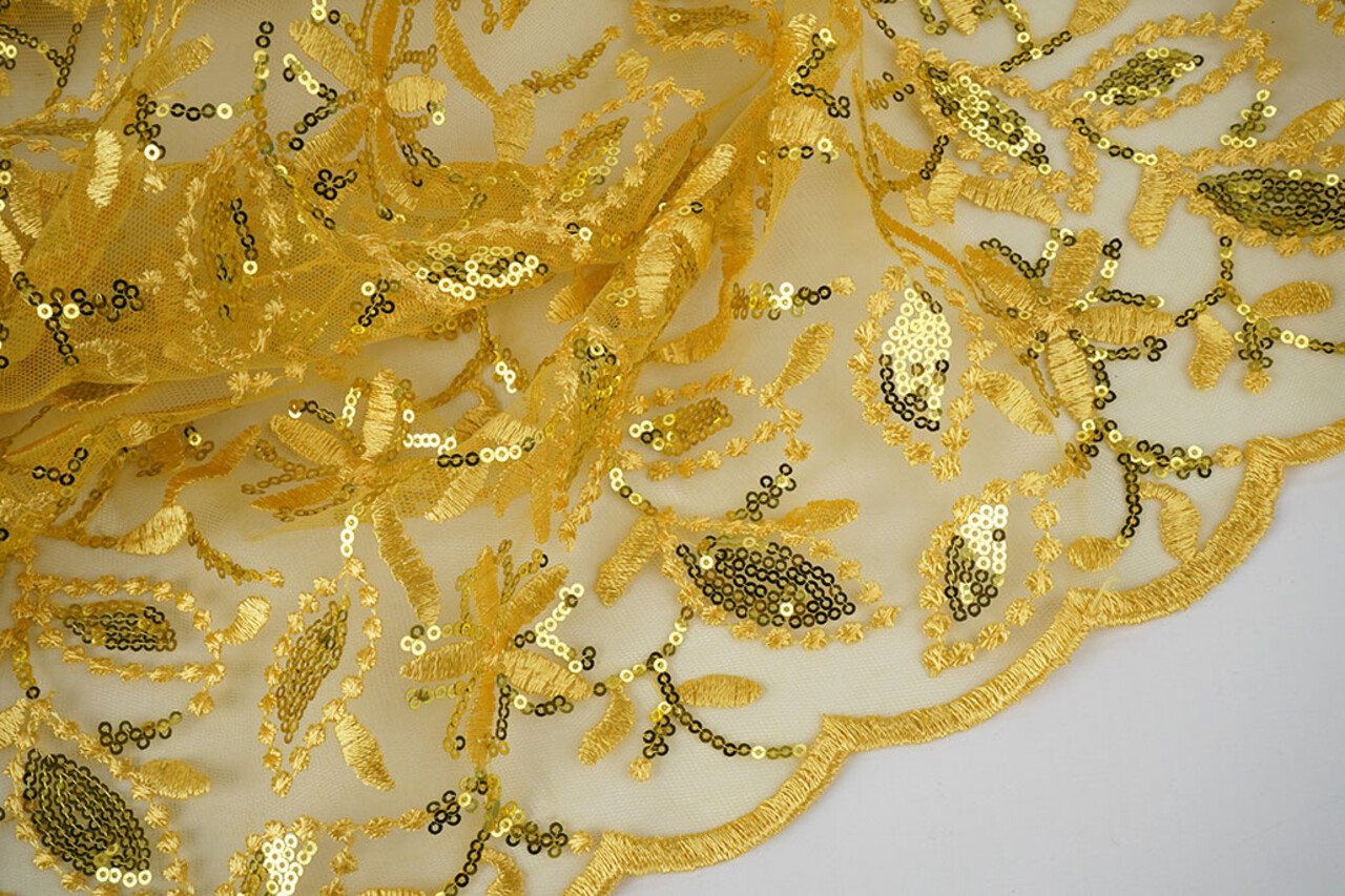 Mesh Embroidered Sequins Naomi Yellow Mesh Embroidered Sequins Naomi Yellow
