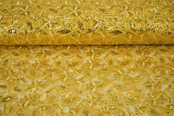 Mesh Embroidered Sequins Naomi Yellow Mesh Embroidered Sequins Naomi Yellow