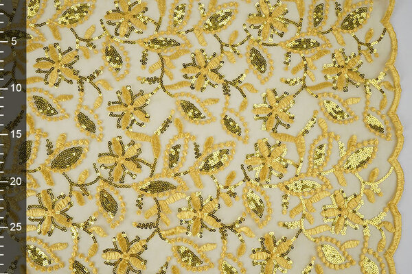Mesh Ricamato Paillettes Naomi Giallo Mesh Ricamato Paillettes Naomi Giallo