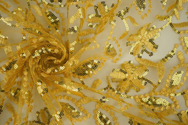 Mesh Ricamato Paillettes Naomi Giallo Mesh Ricamato Paillettes Naomi Giallo