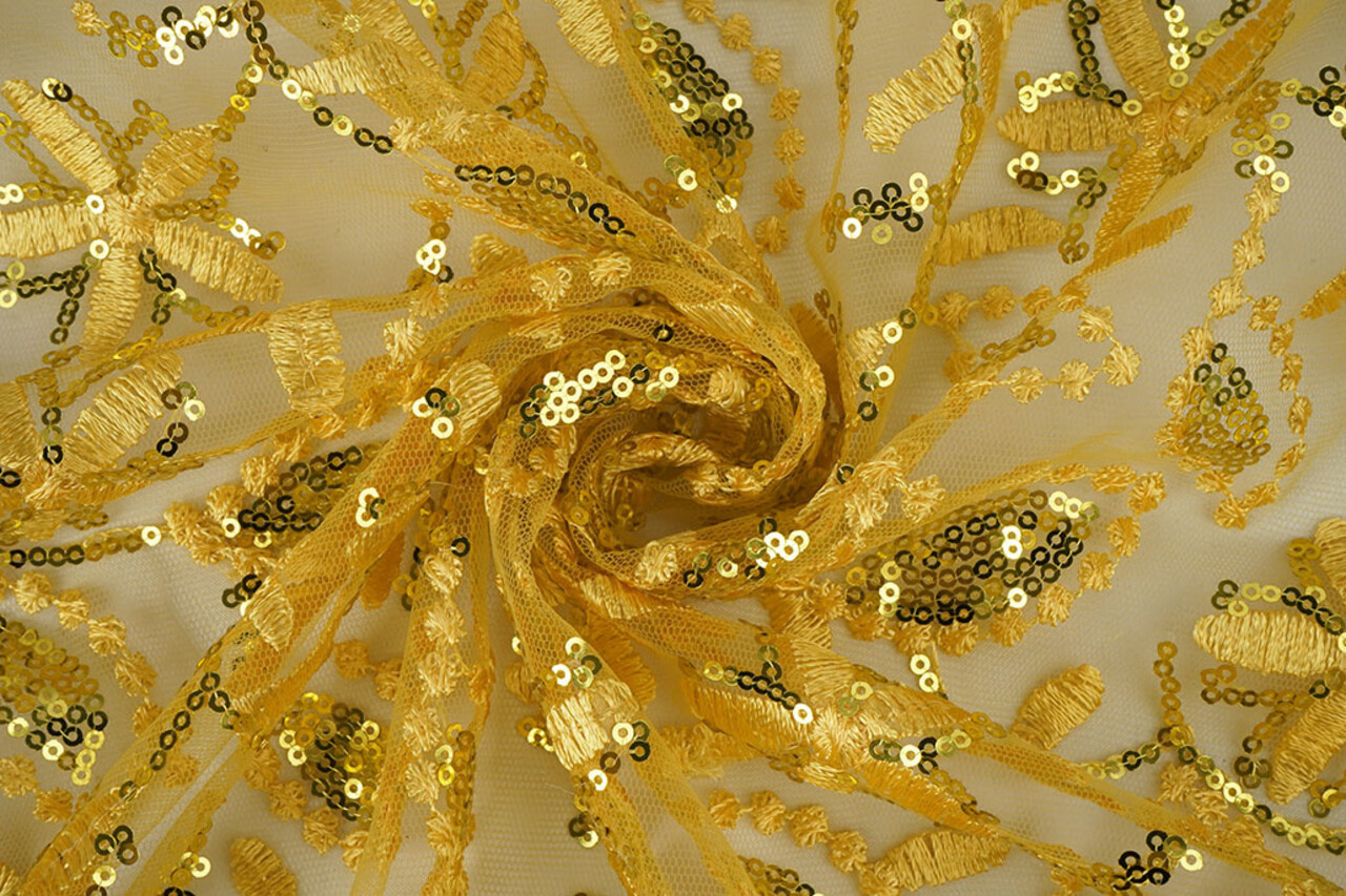 Mesh Ricamato Paillettes Naomi Giallo Mesh Ricamato Paillettes Naomi Giallo