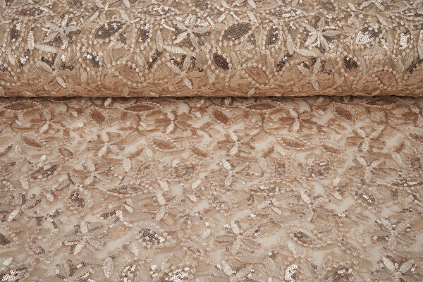 Mesh Embroidered Sequins Naomi Beige Mesh Embroidered Sequins Naomi Beige
