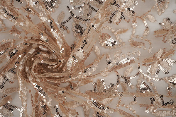 Mesh Embroidered Sequins Naomi Beige Mesh Embroidered Sequins Naomi Beige