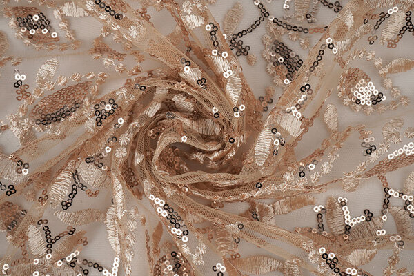 Mesh Embroidered Sequins Naomi Beige Mesh Embroidered Sequins Naomi Beige