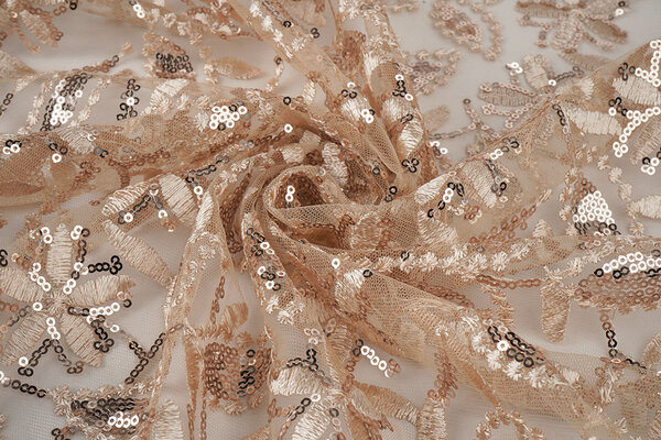 Mesh Embroidered Sequins Naomi Beige Mesh Embroidered Sequins Naomi Beige