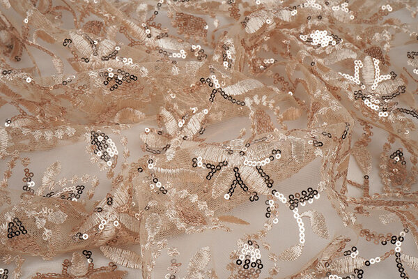 Mesh Embroidered Sequins Naomi Beige Mesh Embroidered Sequins Naomi Beige