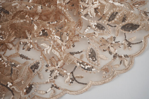 Mesh Geborduurd Pailletten Naomi Beige Mesh Geborduurd Pailletten Naomi Beige