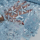 Mesh Geborduurd Pailletten Naomi Licht Jeans Blauw