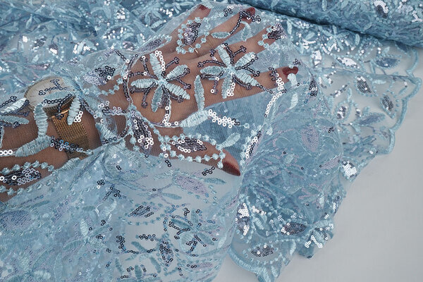 Mesh Embroidered Sequins Naomi Light Jeans Blue Mesh Embroidered Sequins Naomi Light Jeans Blue