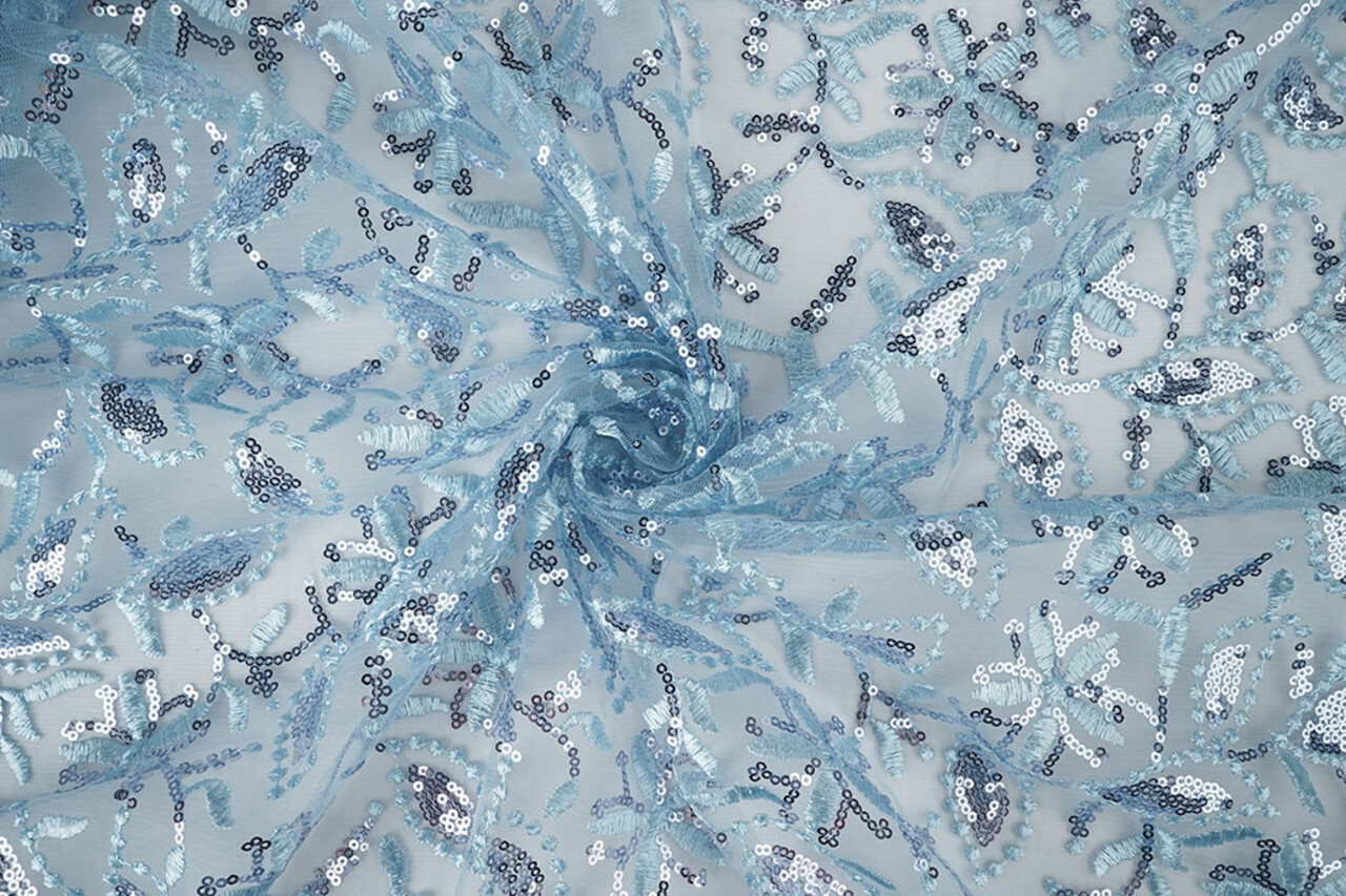 Netz Bestickt Pailletten Naomi Hell Jeansblau Netz Bestickt Pailletten Naomi Hell Jeansblau