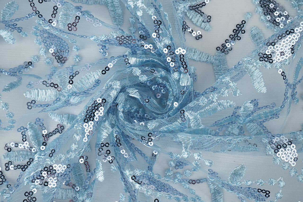 Netz Bestickt Pailletten Naomi Hell Jeansblau Netz Bestickt Pailletten Naomi Hell Jeansblau