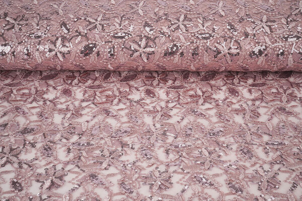 Mesh Embroidered Sequins Naomi Powder Pink Mesh Embroidered Sequins Naomi Powder Pink