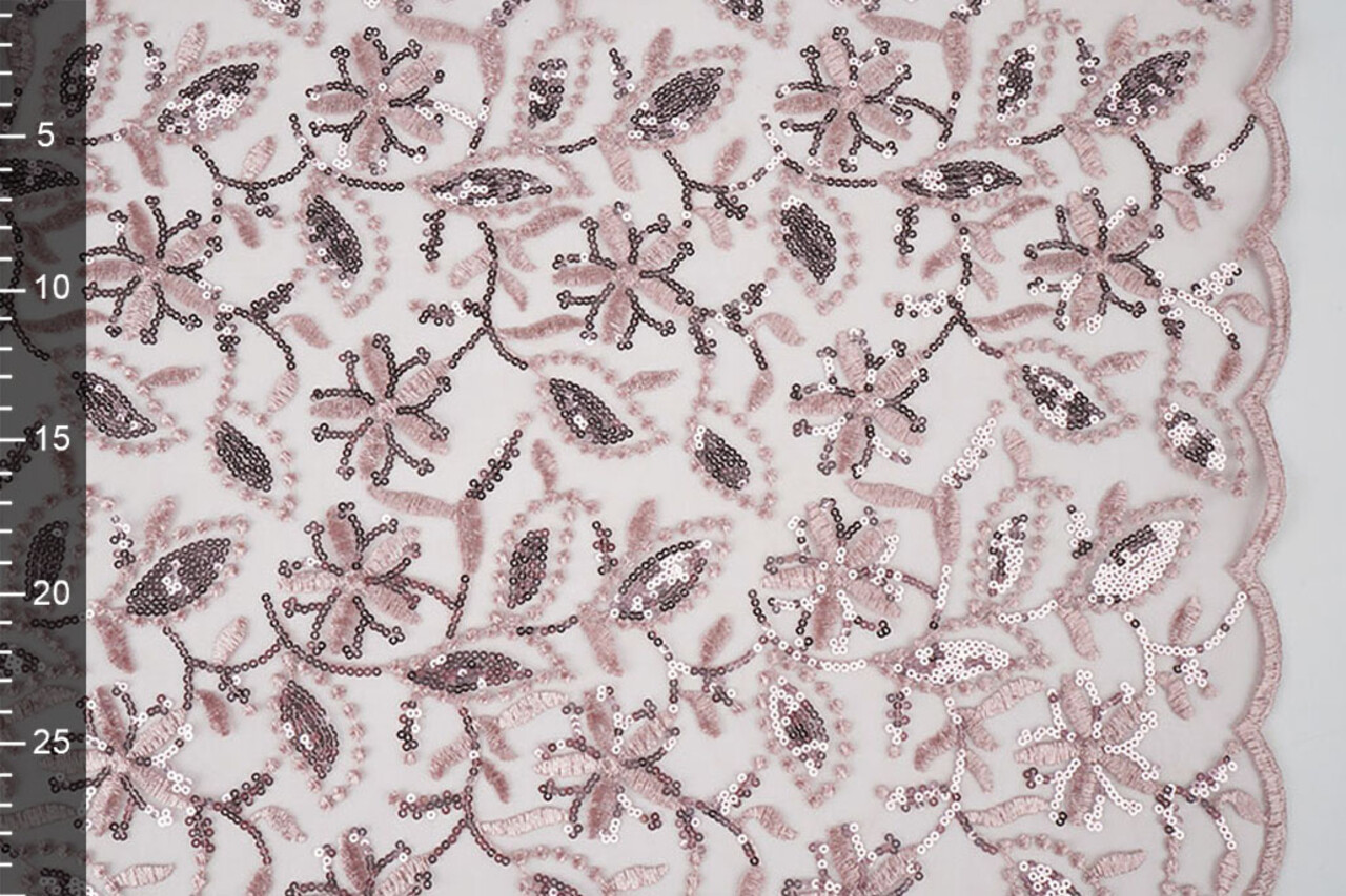 Mesh Embroidered Sequins Naomi Powder Pink Mesh Embroidered Sequins Naomi Powder Pink