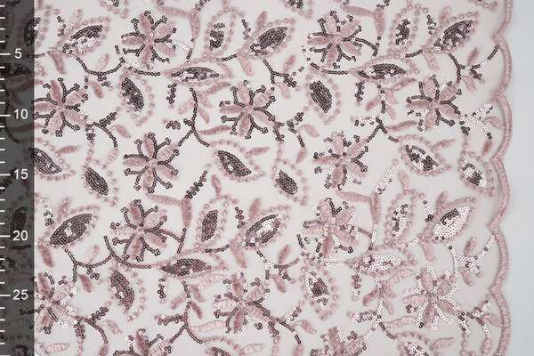 Mesh Embroidered Sequins Naomi Powder Pink Mesh Embroidered Sequins Naomi Powder Pink