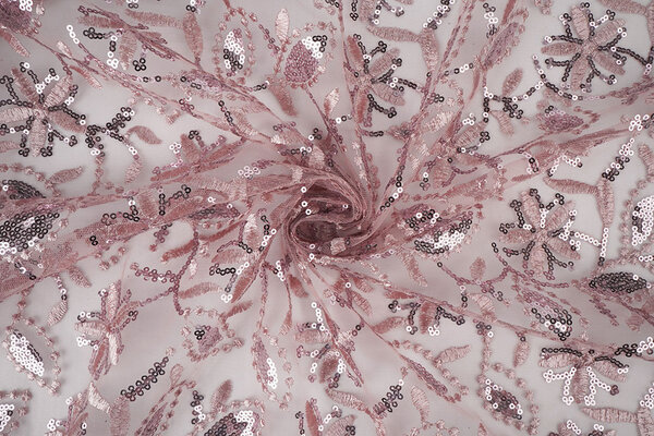 Mesh Embroidered Sequins Naomi Powder Pink Mesh Embroidered Sequins Naomi Powder Pink