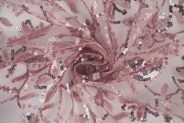 Mesh Embroidered Sequins Naomi Powder Pink Mesh Embroidered Sequins Naomi Powder Pink