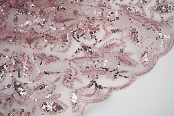 Mesh Embroidered Sequins Naomi Powder Pink Mesh Embroidered Sequins Naomi Powder Pink